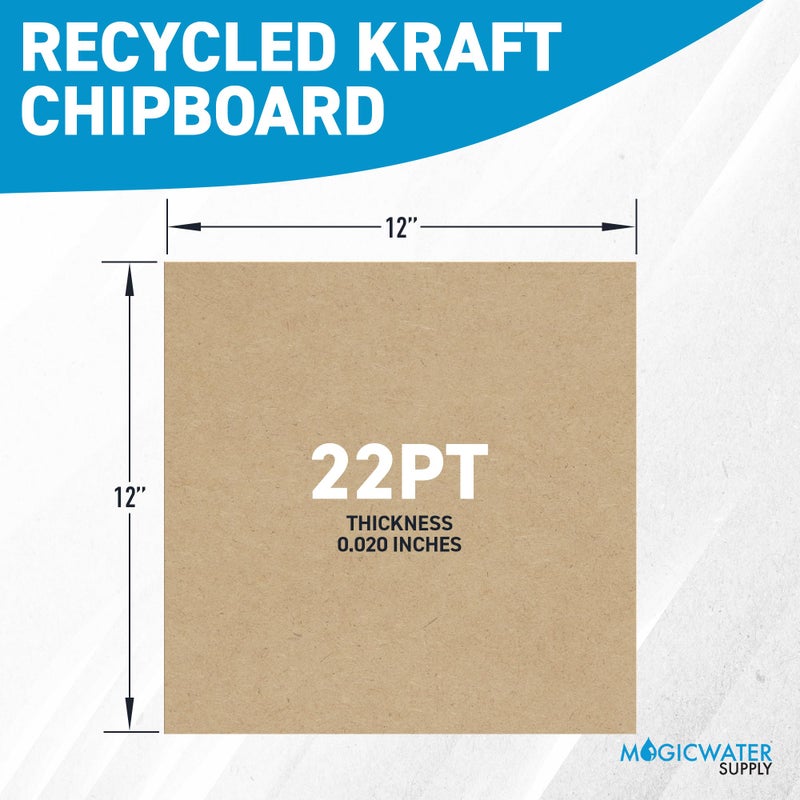 MagicWater Supply MagicWater Chipboard Sheet for DIY Projects - 12x12 Inch - 50 Pack - 22 pt - Heavy Duty Kraft (0.020 Inch Thick) Paperboard, For Scrapbooking, Books, Picture Frame Backing, Arts Project & Crafts - Image 2